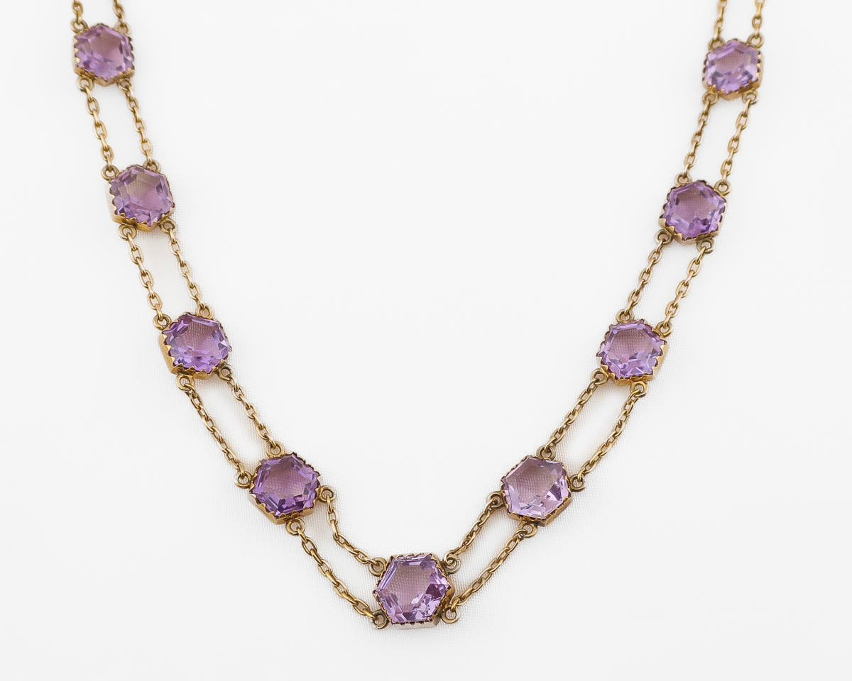 Vintage amethyst link high quality necklace