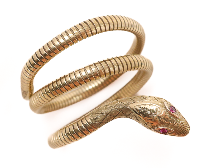 Victorian Revival Springy Snake Bracelet Isadoras Antique Jewelry