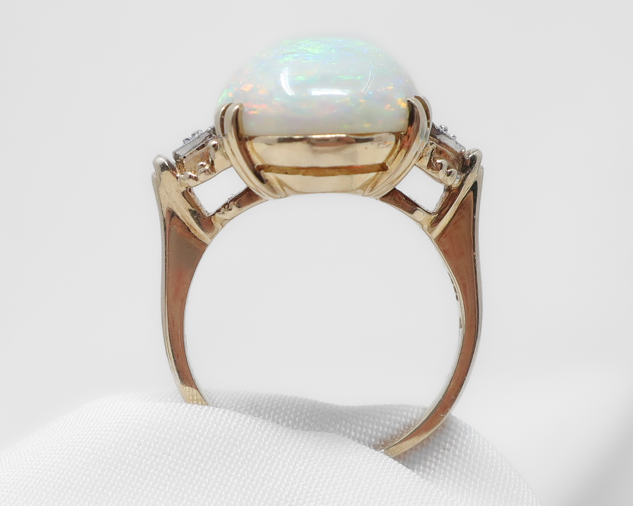 1940s Opal Dinner Ring with Diamonds