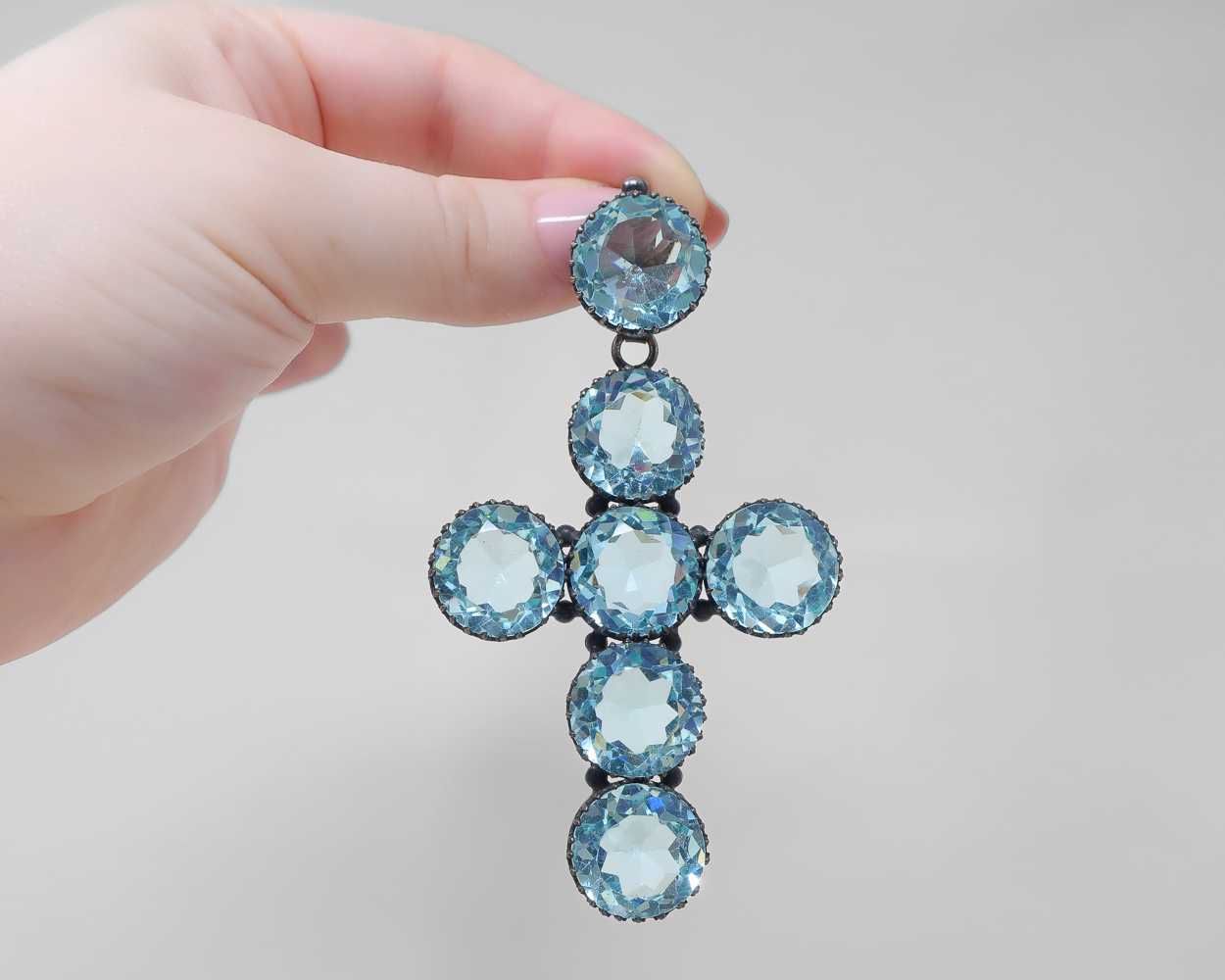 Victorian Blue Paste Cross