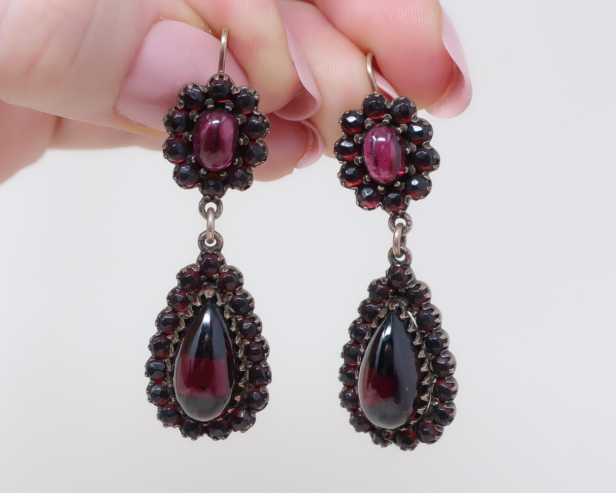 Victorian Garnet Cabochon Earrings