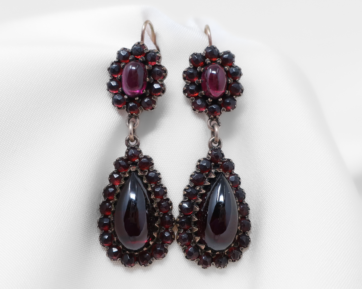 Victorian Garnet Cabochon Earrings