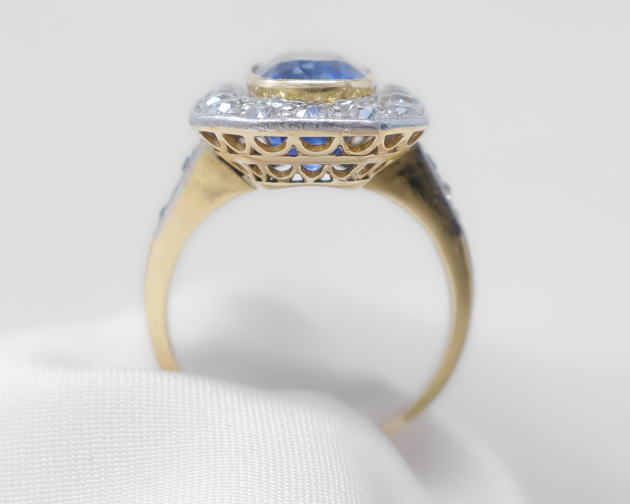 Victorian Sapphire & Diamond Halo Ring