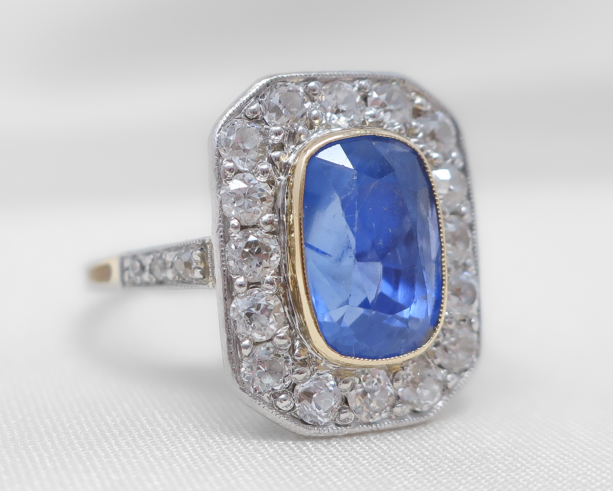 Victorian Sapphire & Diamond Halo Ring