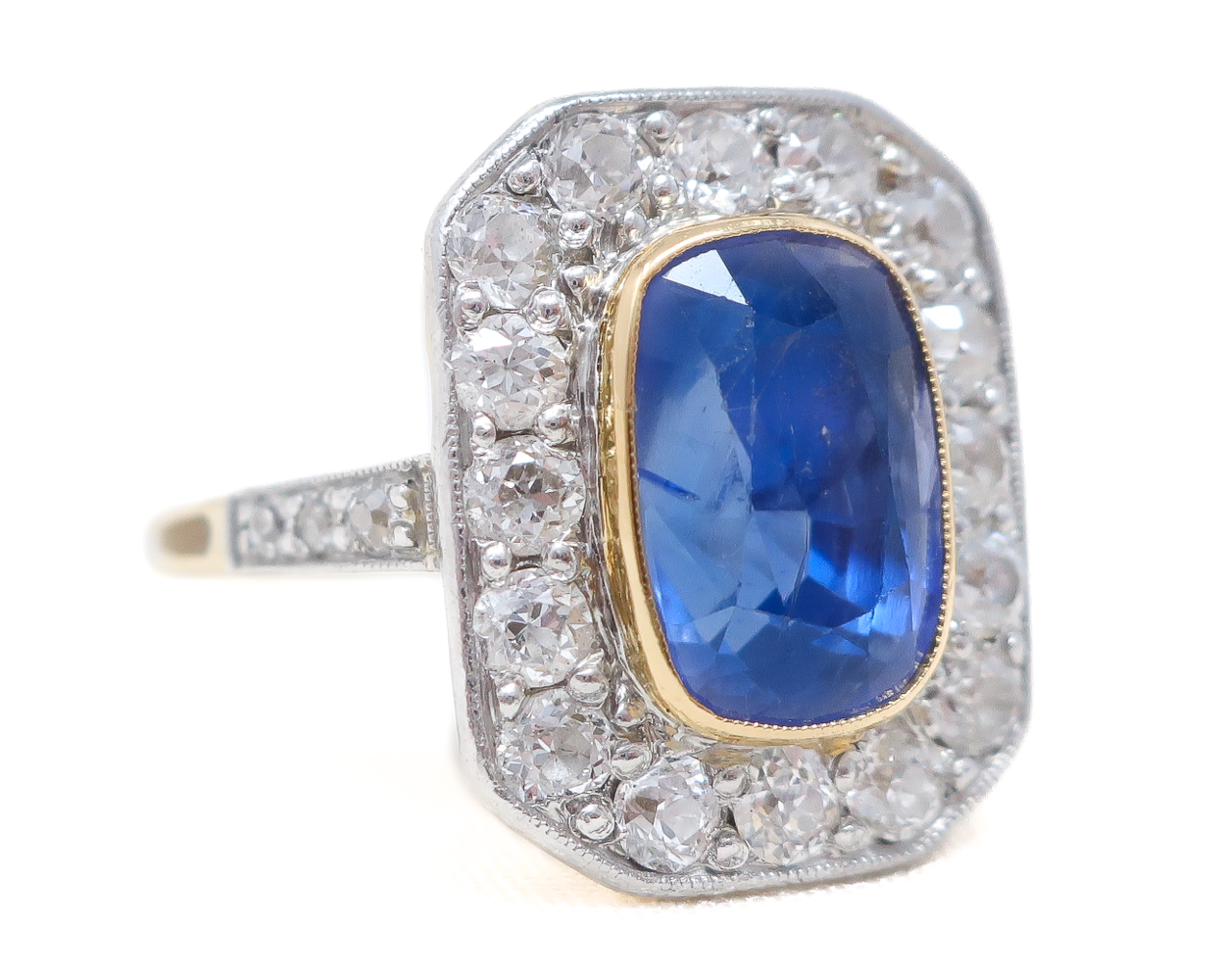 Victorian Sapphire & Diamond Halo Ring