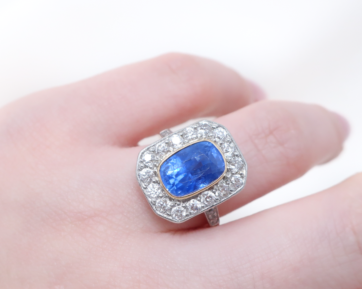 Victorian Sapphire & Diamond Halo Ring