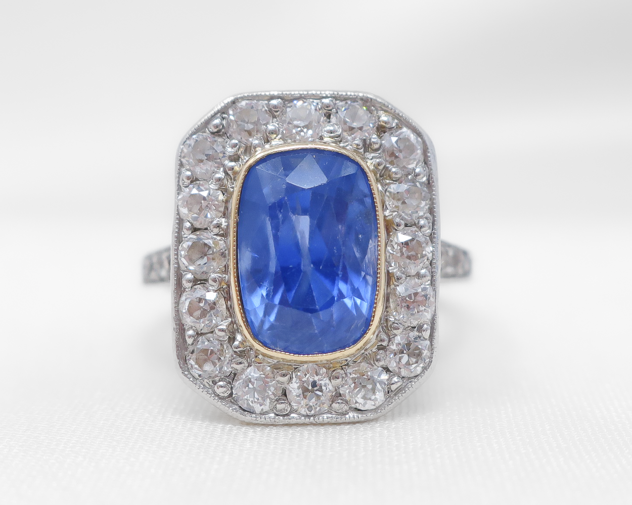 Victorian Sapphire & Diamond Halo Ring