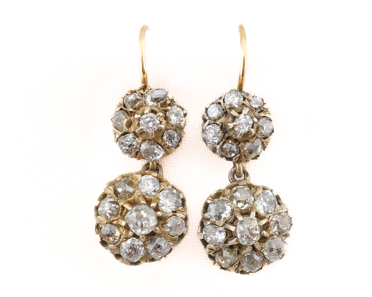 Late-Victorian Diamond Cluster Earrings