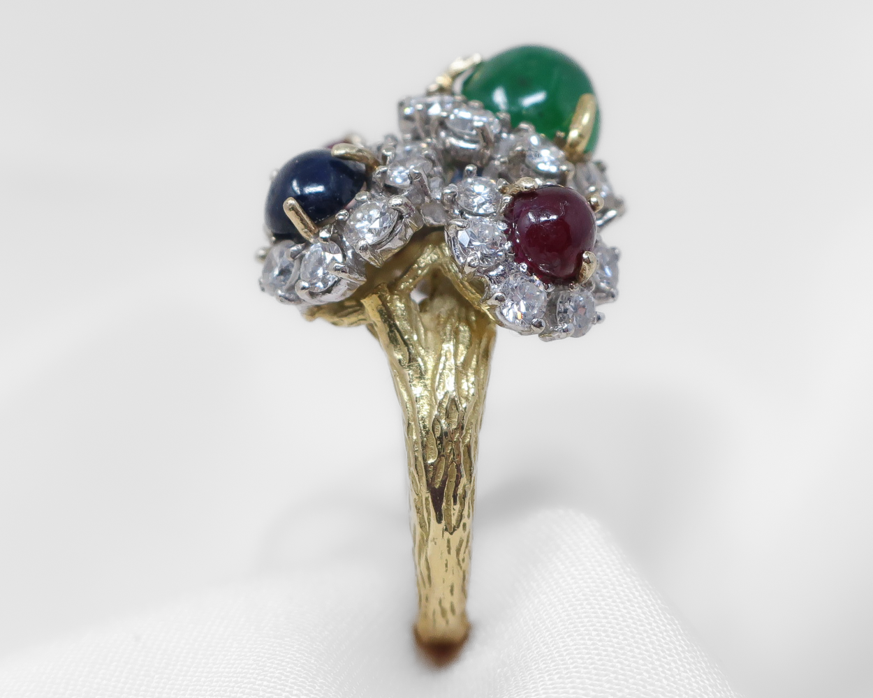 1970s Gemstone and Diamond Cluster Ring