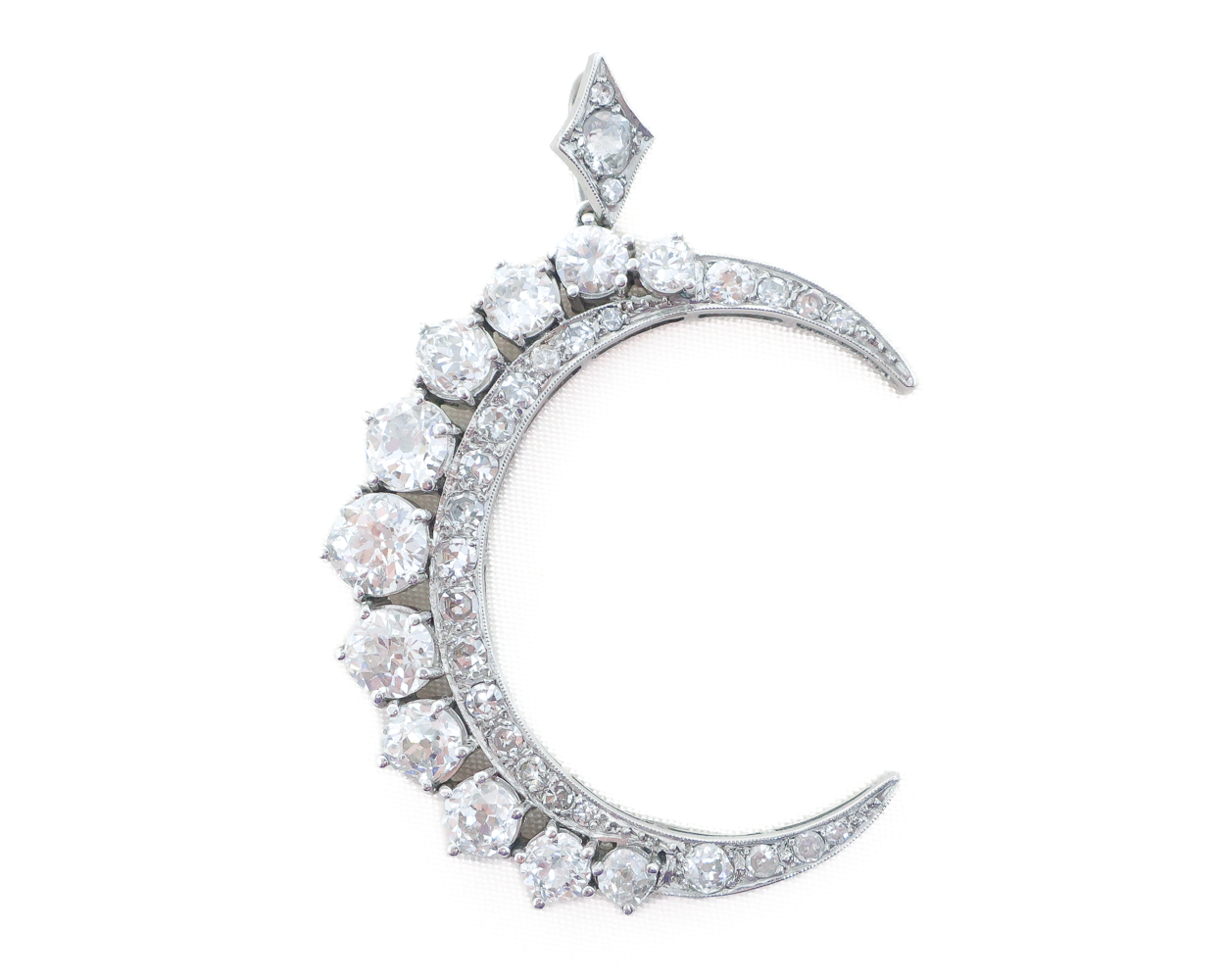 Art Deco Diamond Crescent Moon Necklace