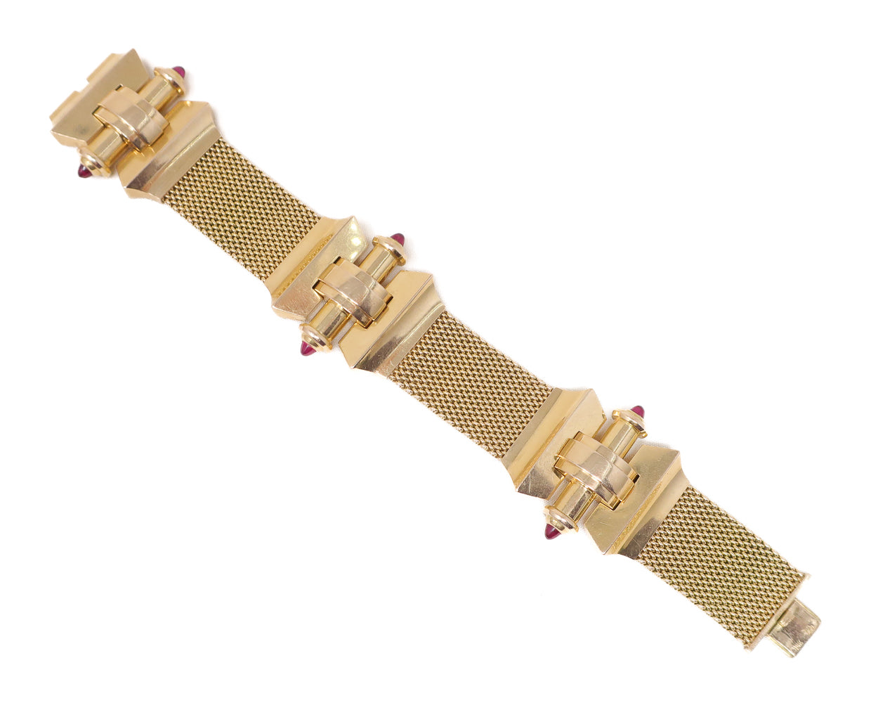 Retro Fancy Gold Bracelet with Rubies