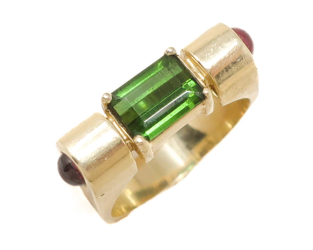 Vintage Green Tourmaline & Garnet Ring