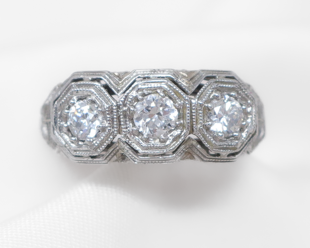 Art Deco Three-Stone Diamond Ring