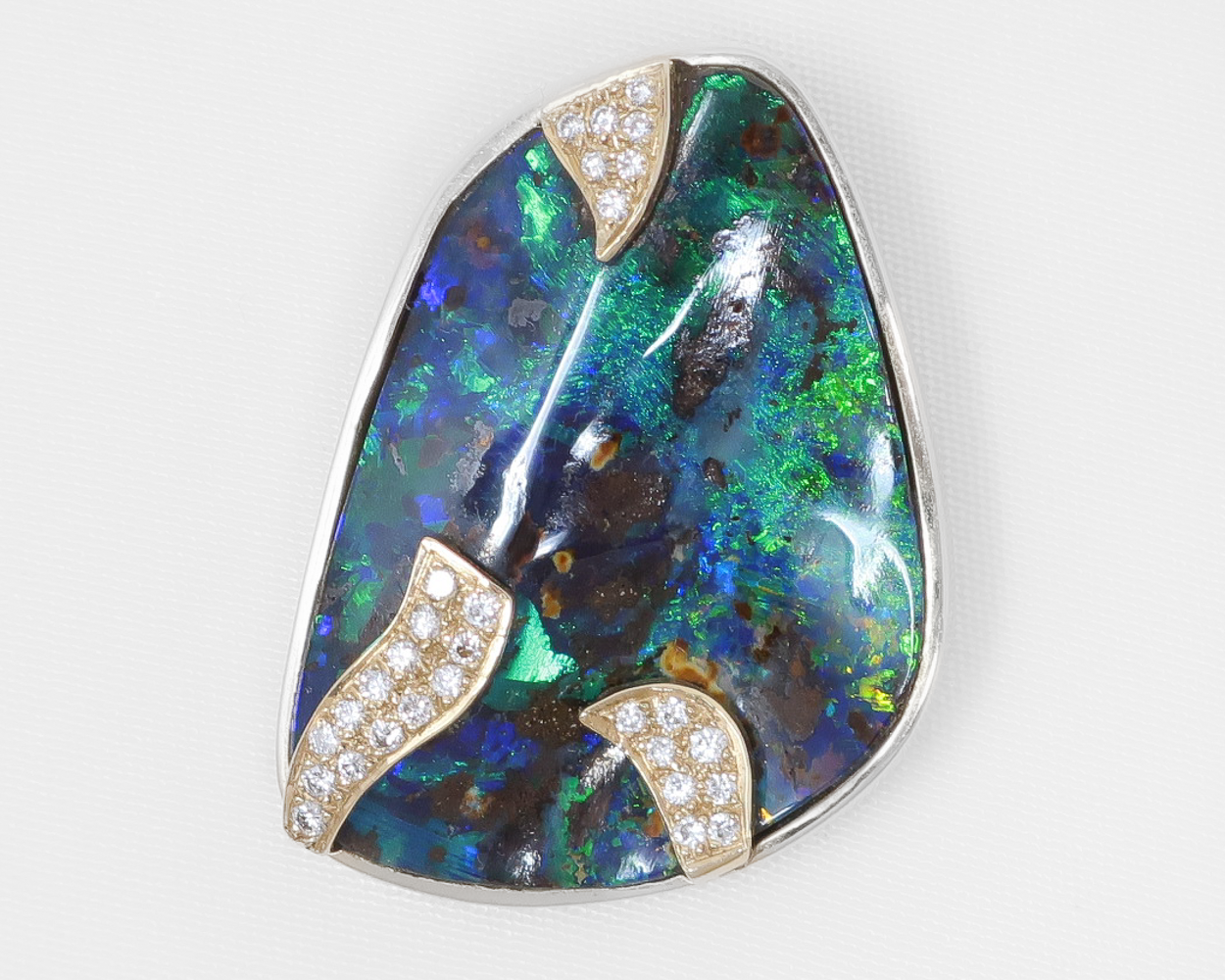 Black Opal & Diamond Pendant