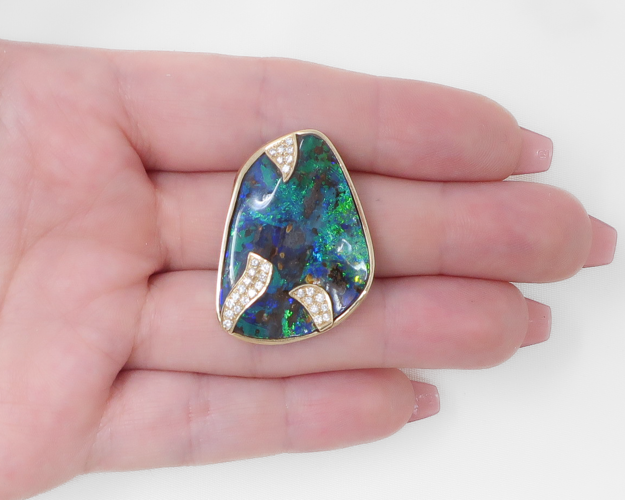 Black Opal & Diamond Pendant