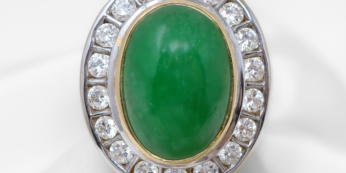 Vintage Jade Diamond Halo Men's Ring — Isadoras Antique Jewelry