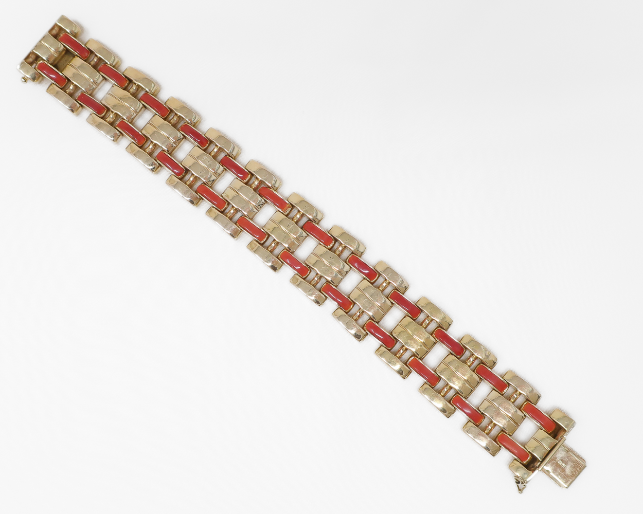 Late-Midcentury Italian Gold & Coral  Bracelet