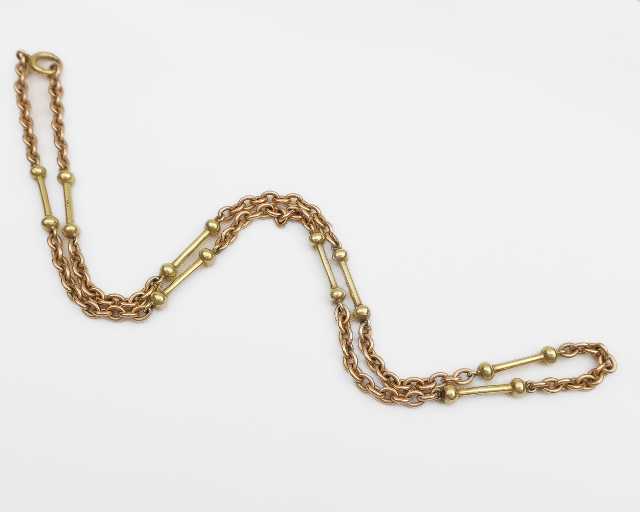 1960s Two-Tone 18KT Gold Bar Necklace