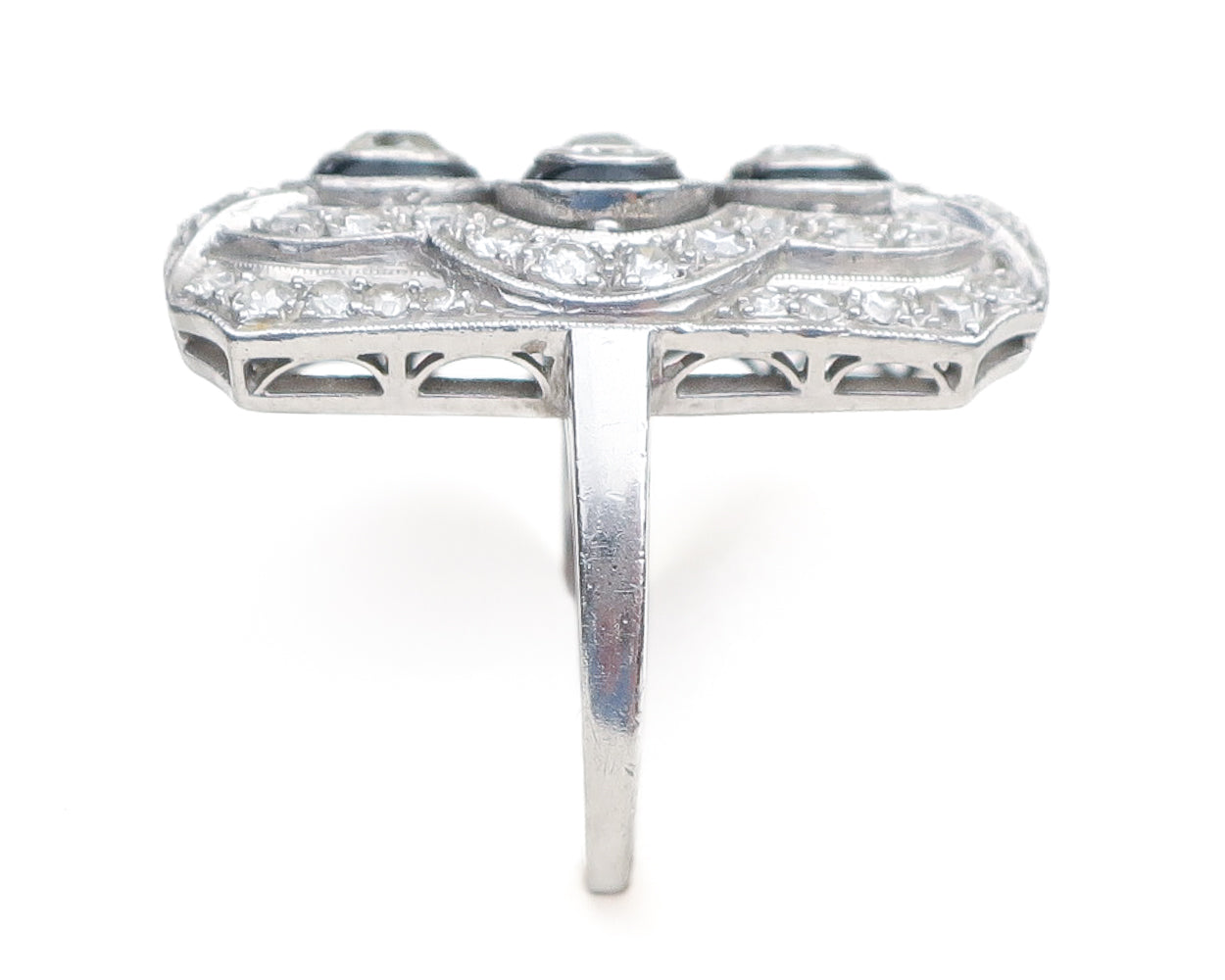 Art Deco Diamond Ring with Onyx & Rubies