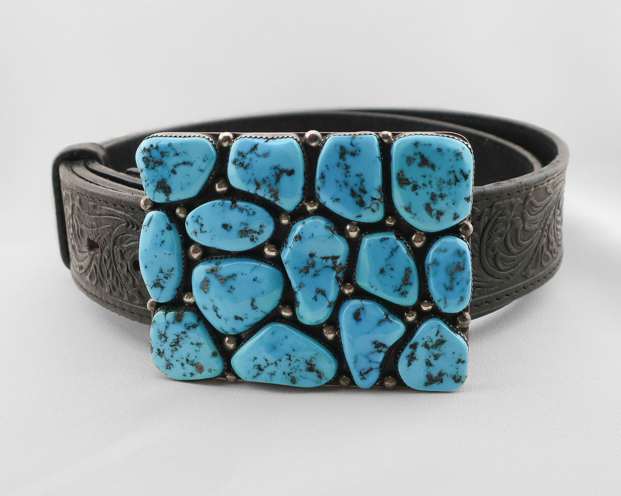 Turquoise Buckle with Leather Belt