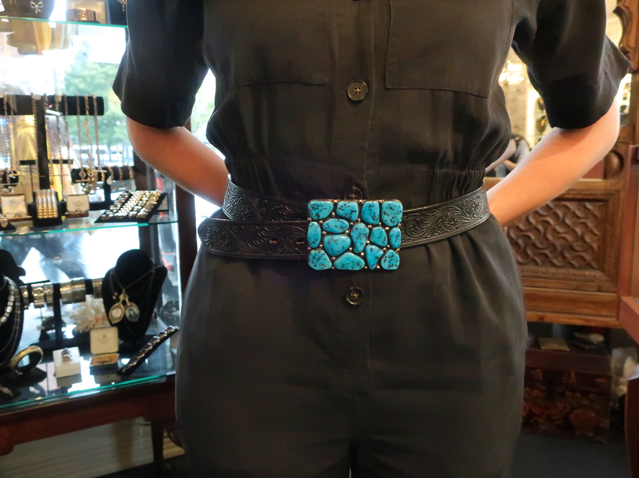 Turquoise Buckle with Leather Belt