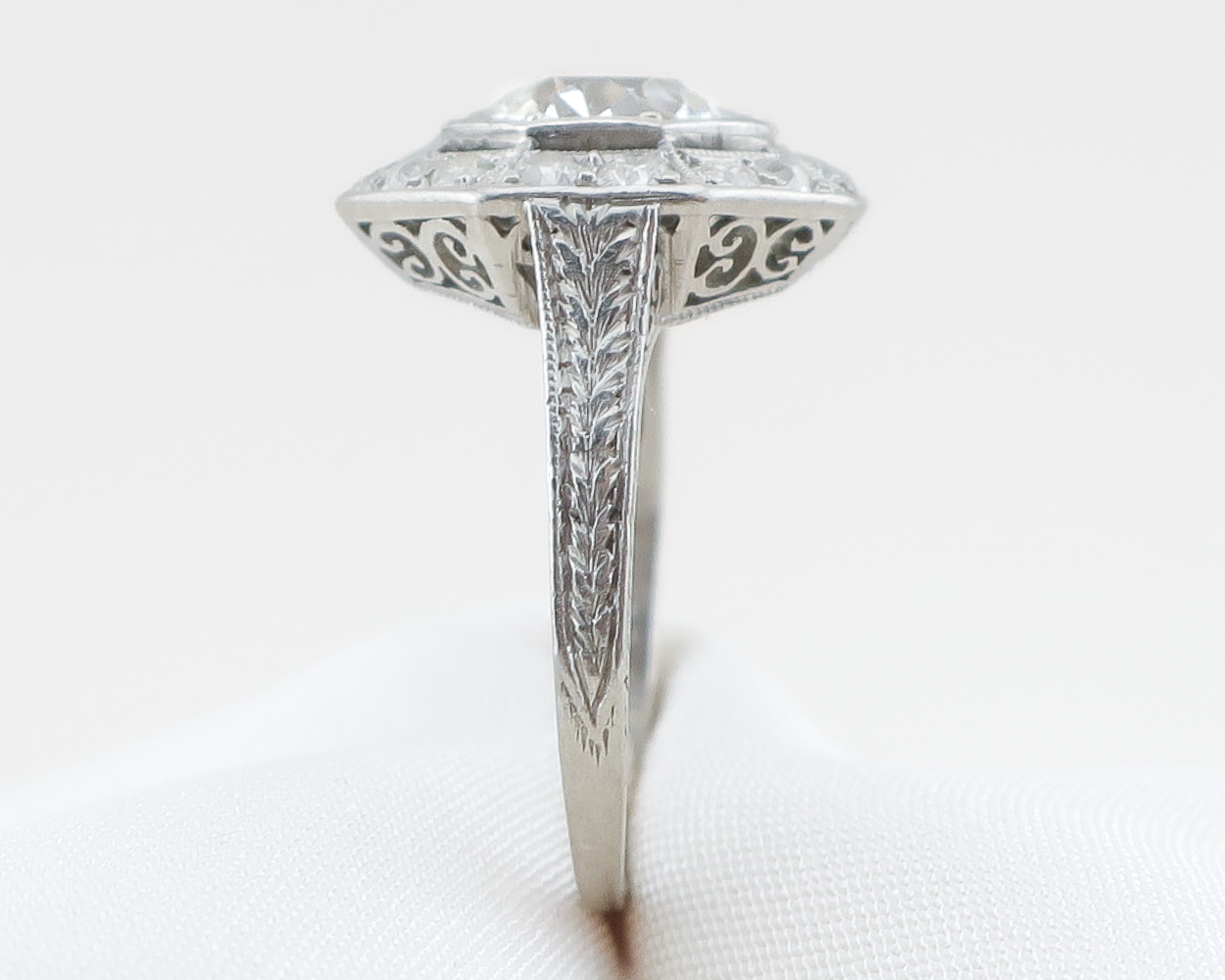 Art Deco Octagonal Diamond Halo Ring