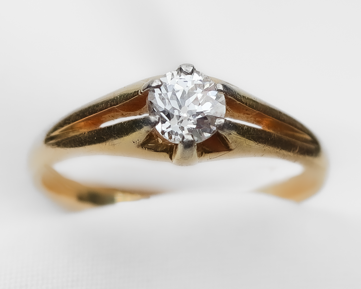 Circa 1920 Old European-Cut Diamond Solitaire