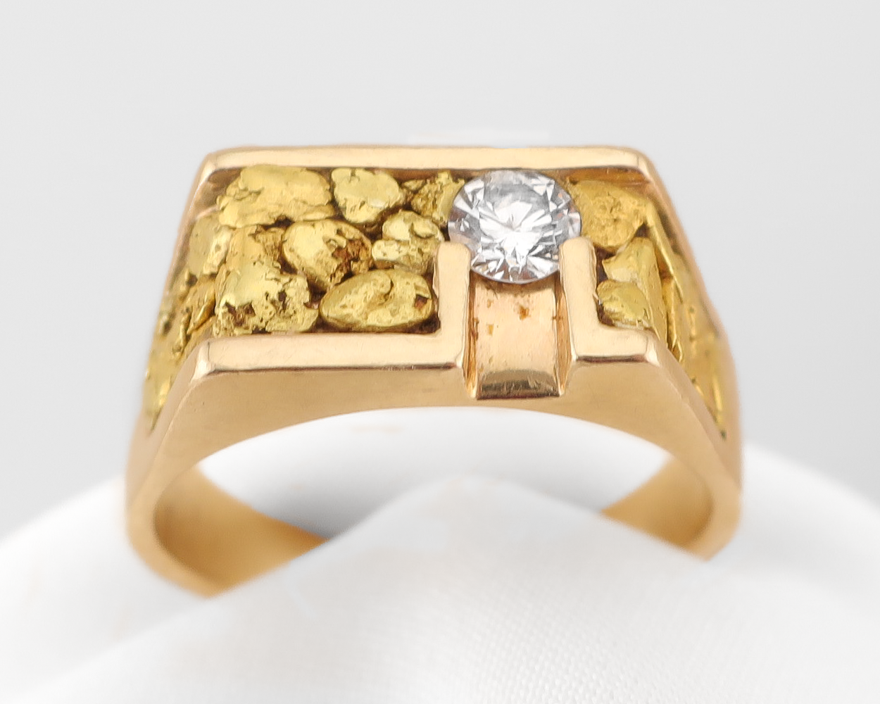 1970s Diamond and Gold Nugget Ring