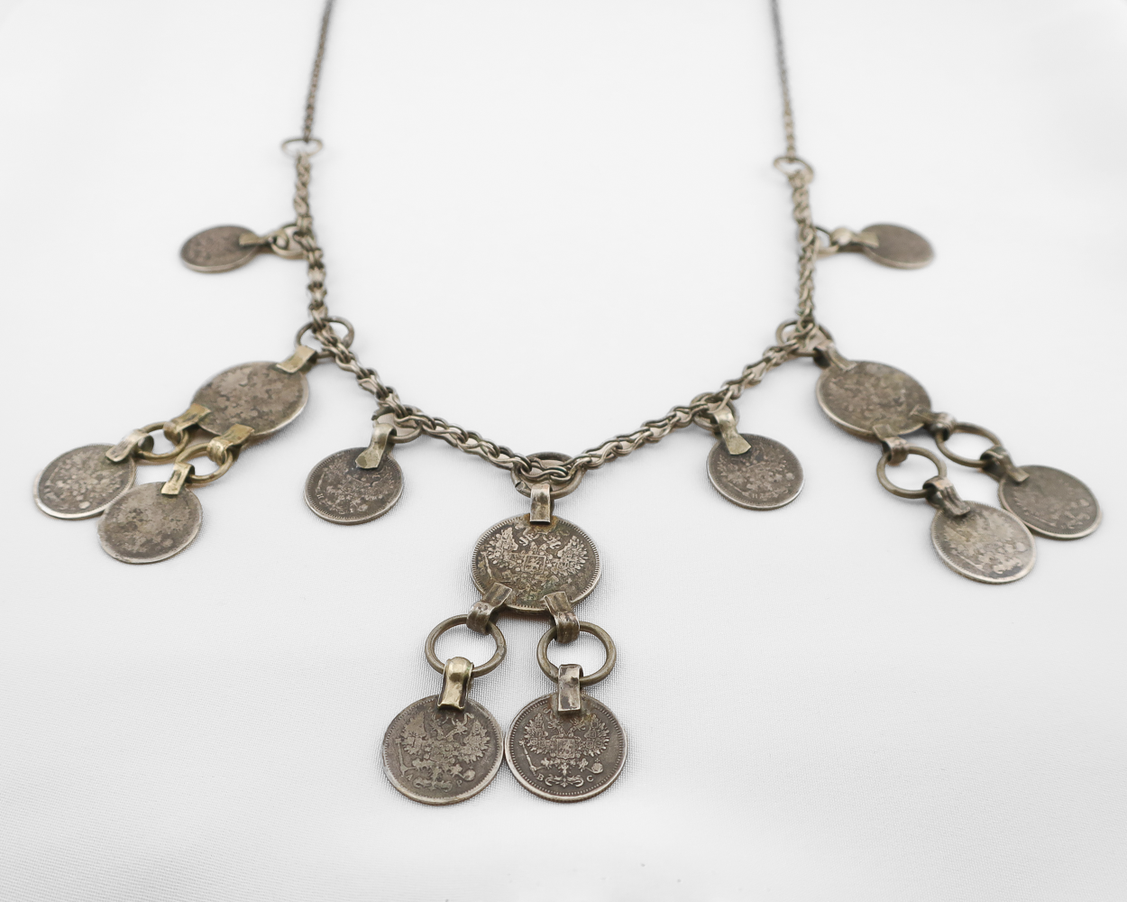 Pre-Revolution Russian Coin Triple Girandole Necklace