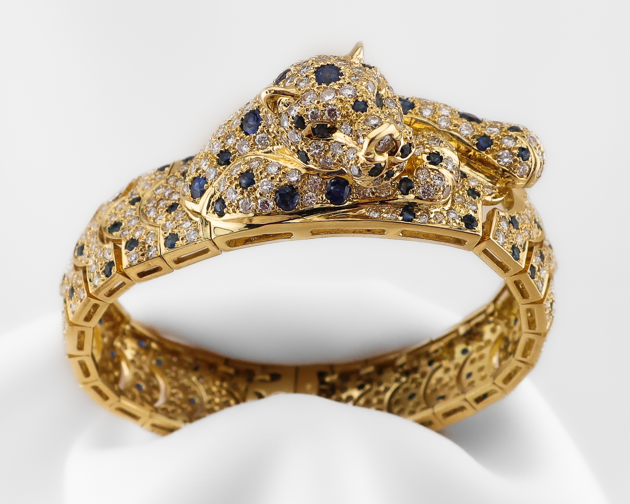 Vintage Sapphire and Diamond Panther Bracelet