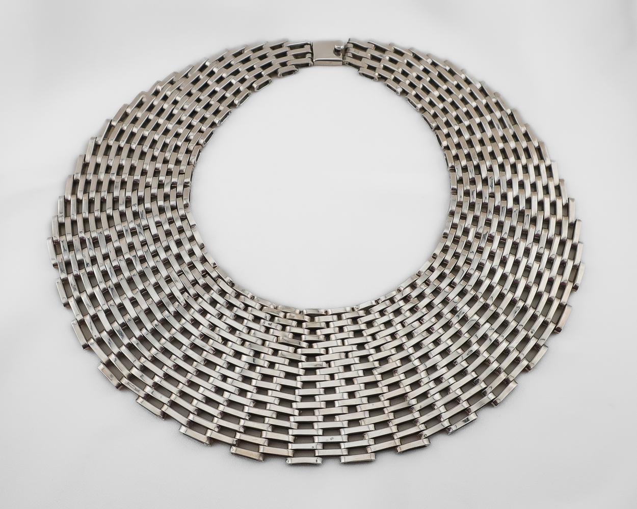 Vintage Mexican Silver Bib Necklace