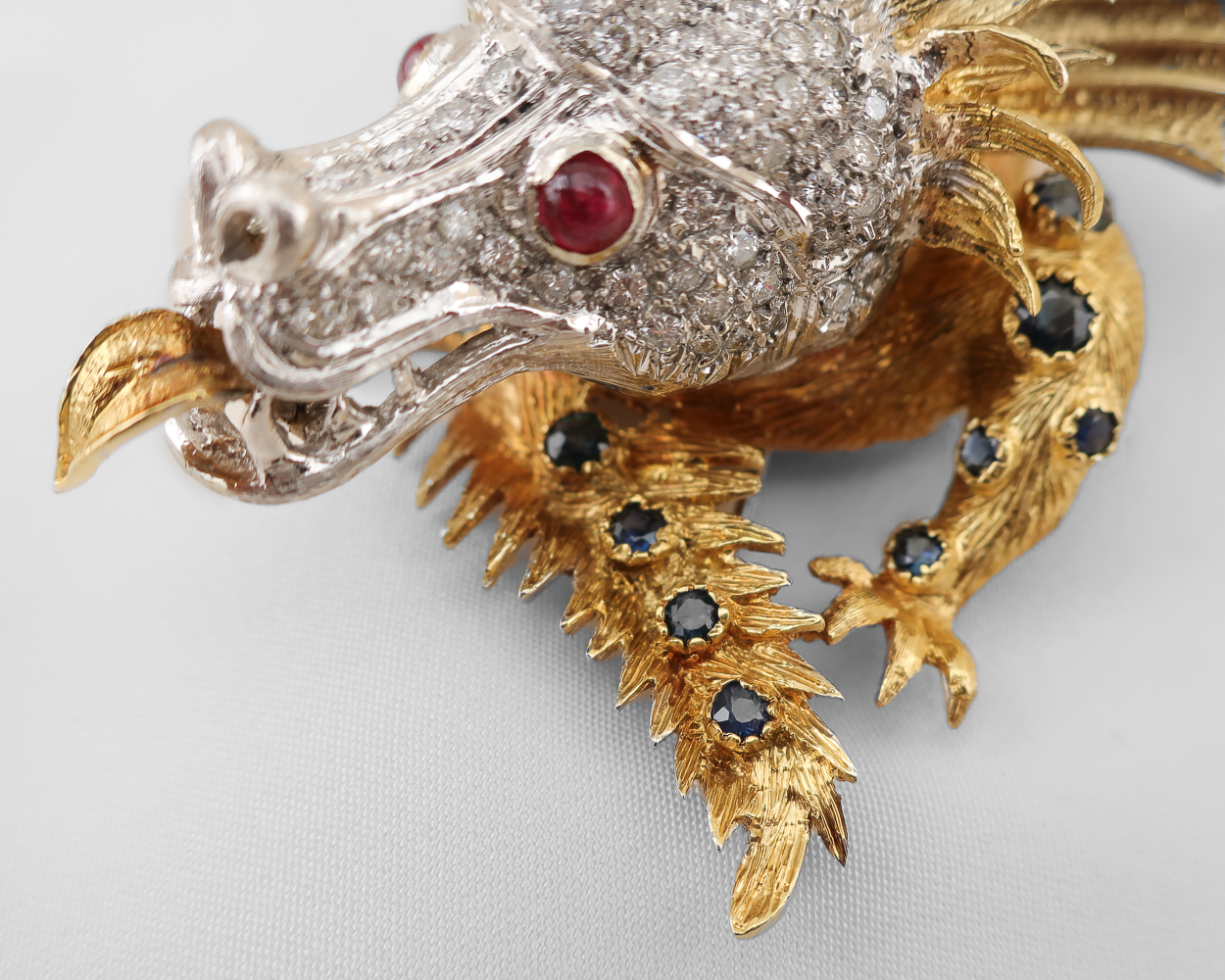 Vintage Gemstone Dragon Brooch