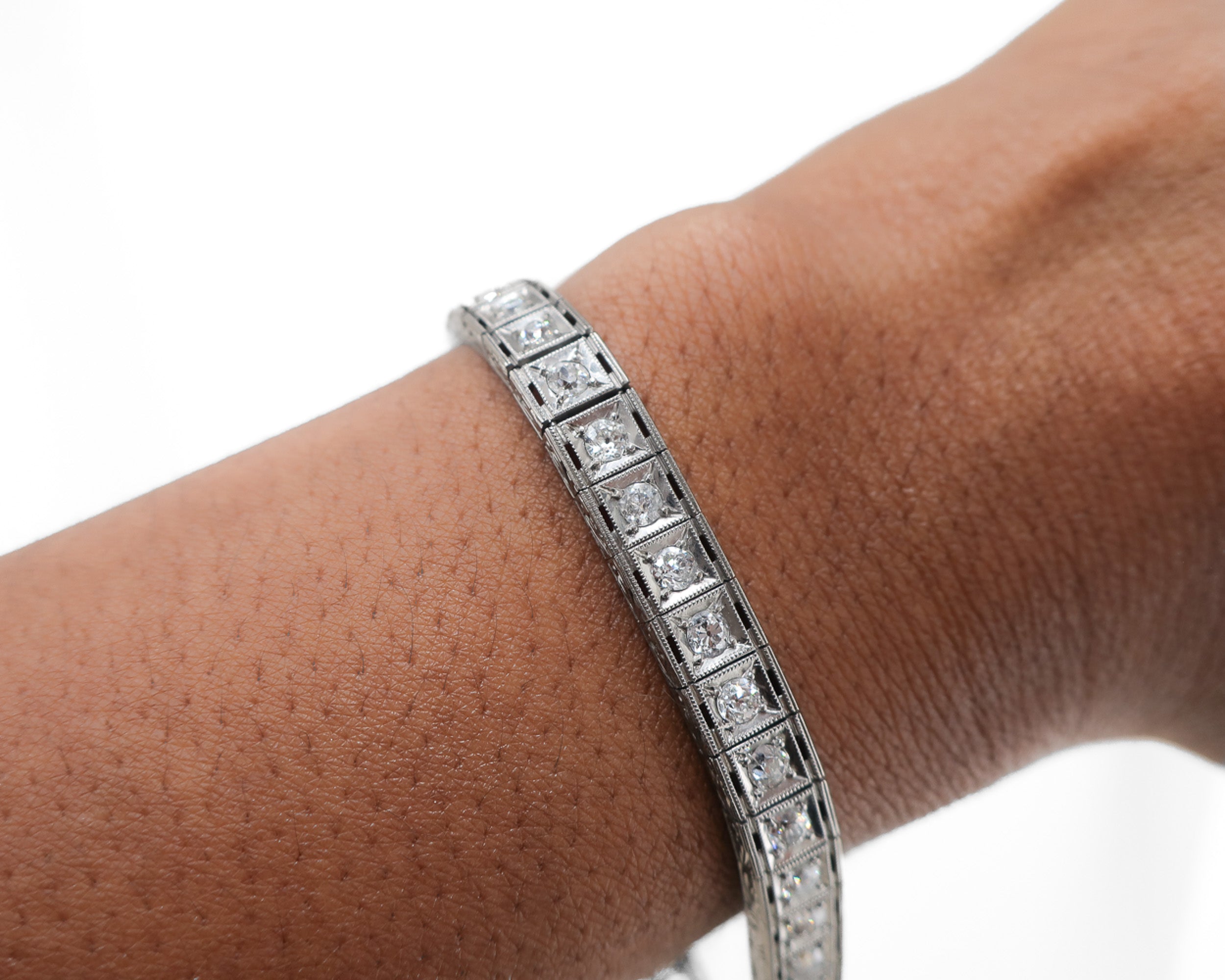 Circa 1930 Art Deco Diamond Line Bracelet