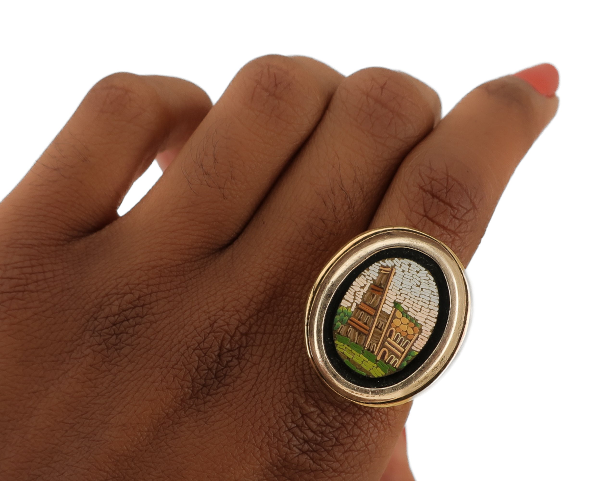 Roman Colosseum Micromosaic Ring