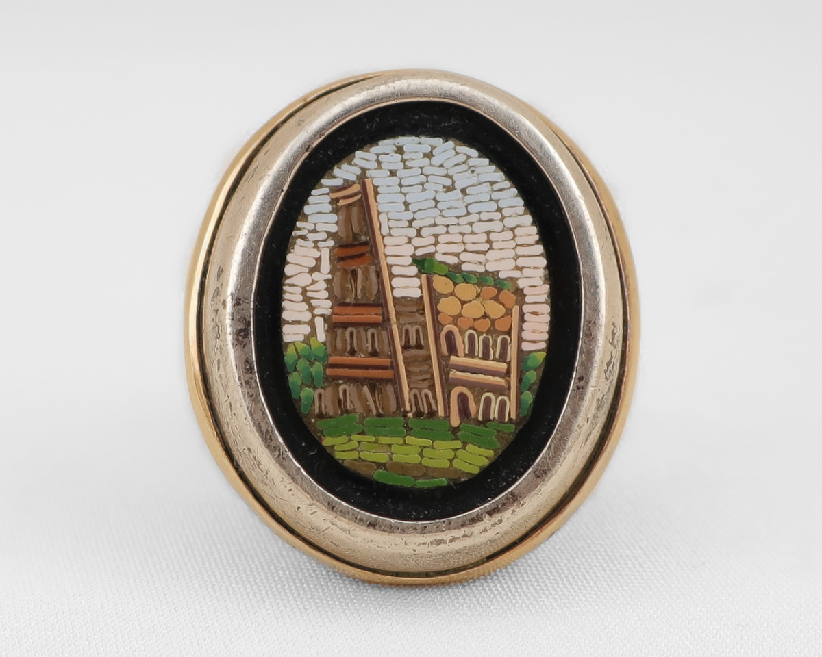 Roman Colosseum Micro Mosaic Ring — Isadoras Antique Jewelry