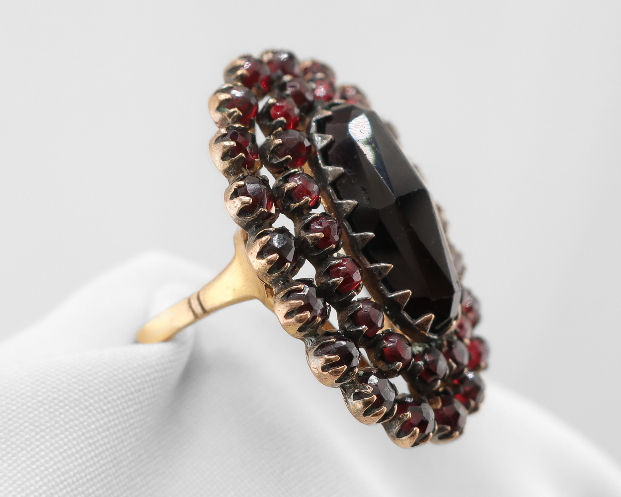 Victorian Garnet Halo Ring