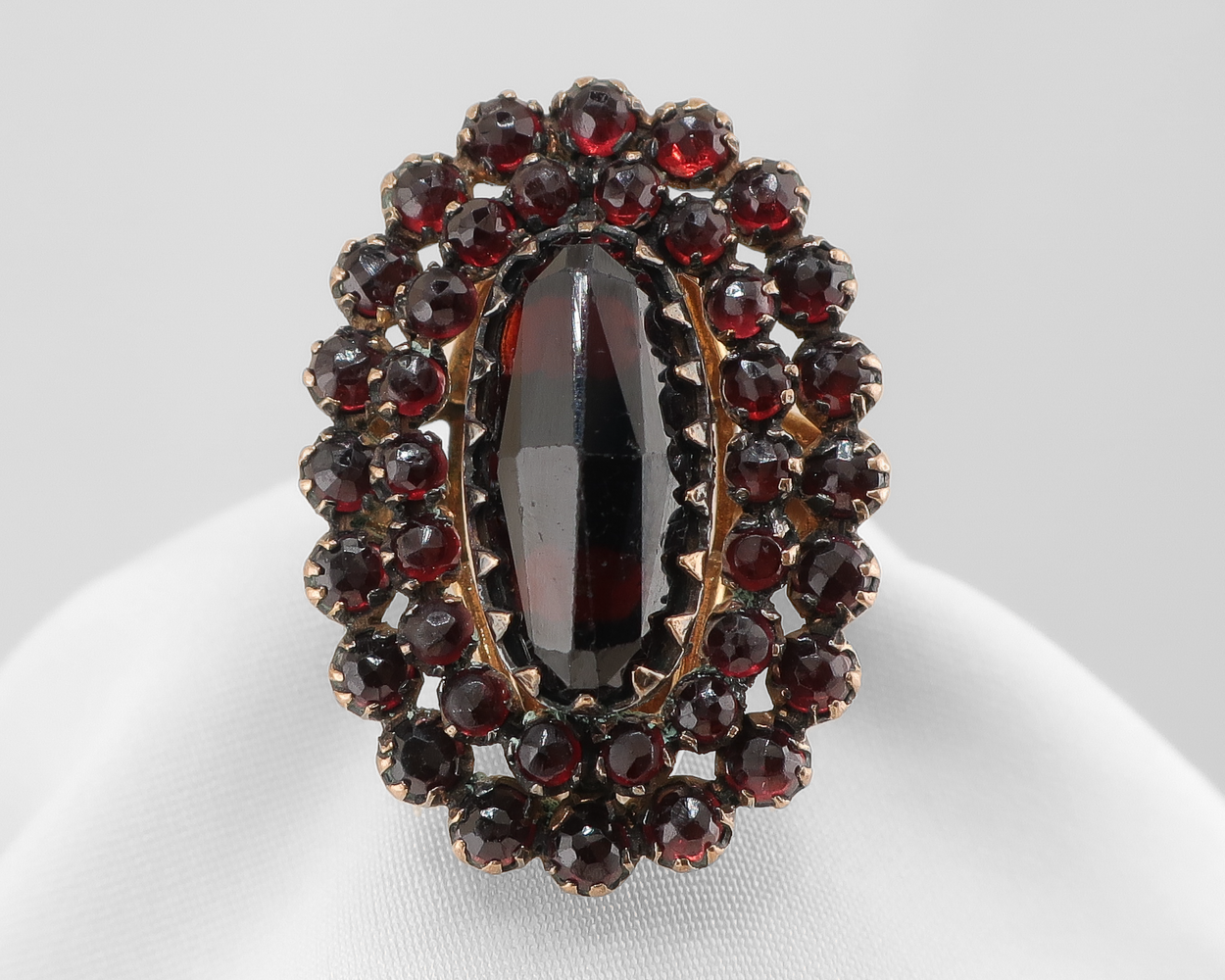 Victorian Garnet Halo Ring