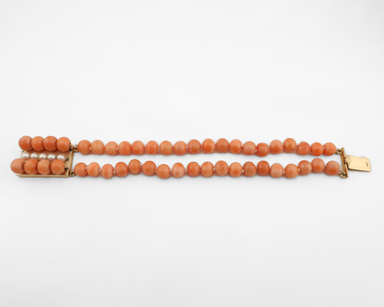 Midcentury Double Strand Coral Bead Bracelet