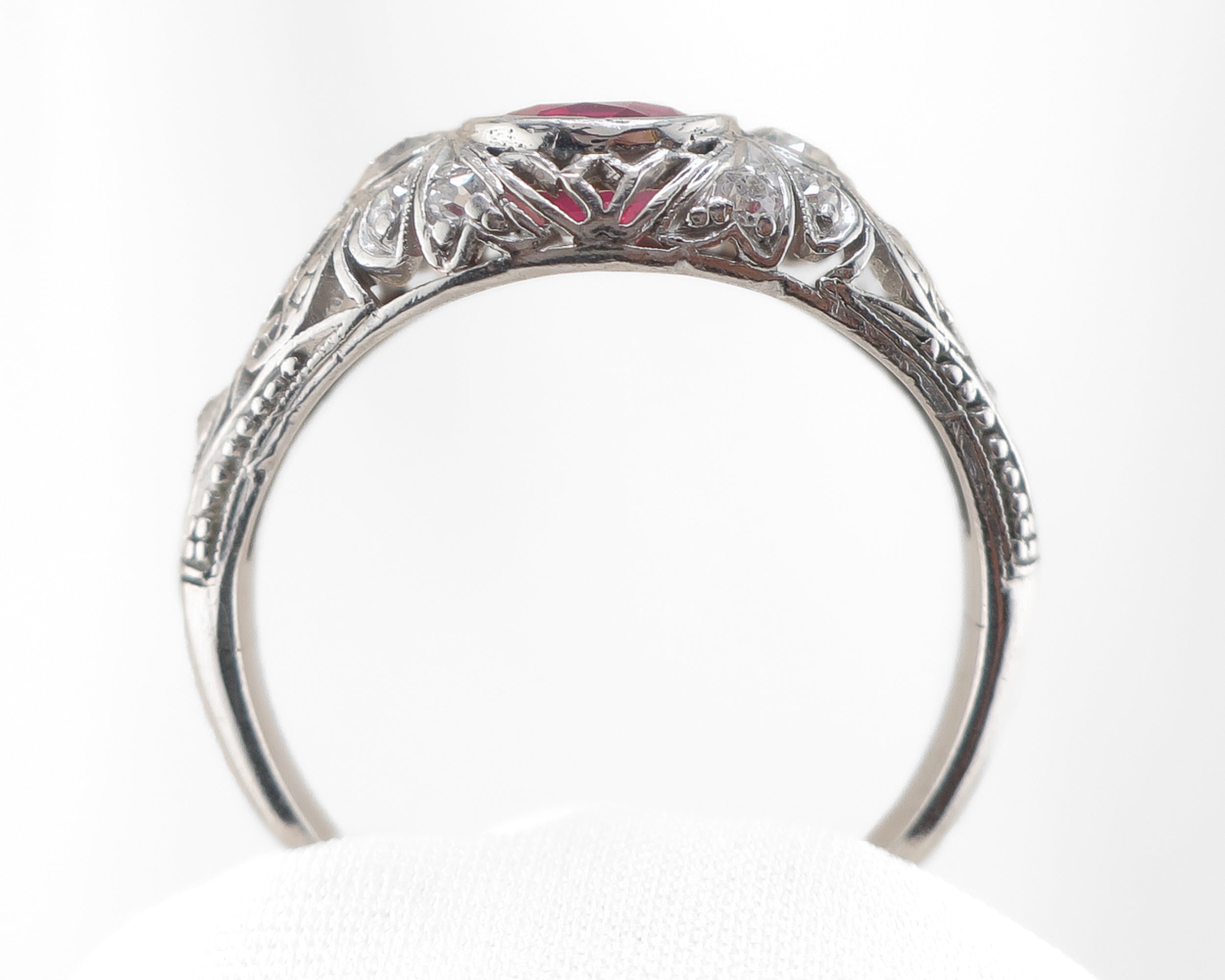 Edwardian Ruby Diamond Platinum Ring
