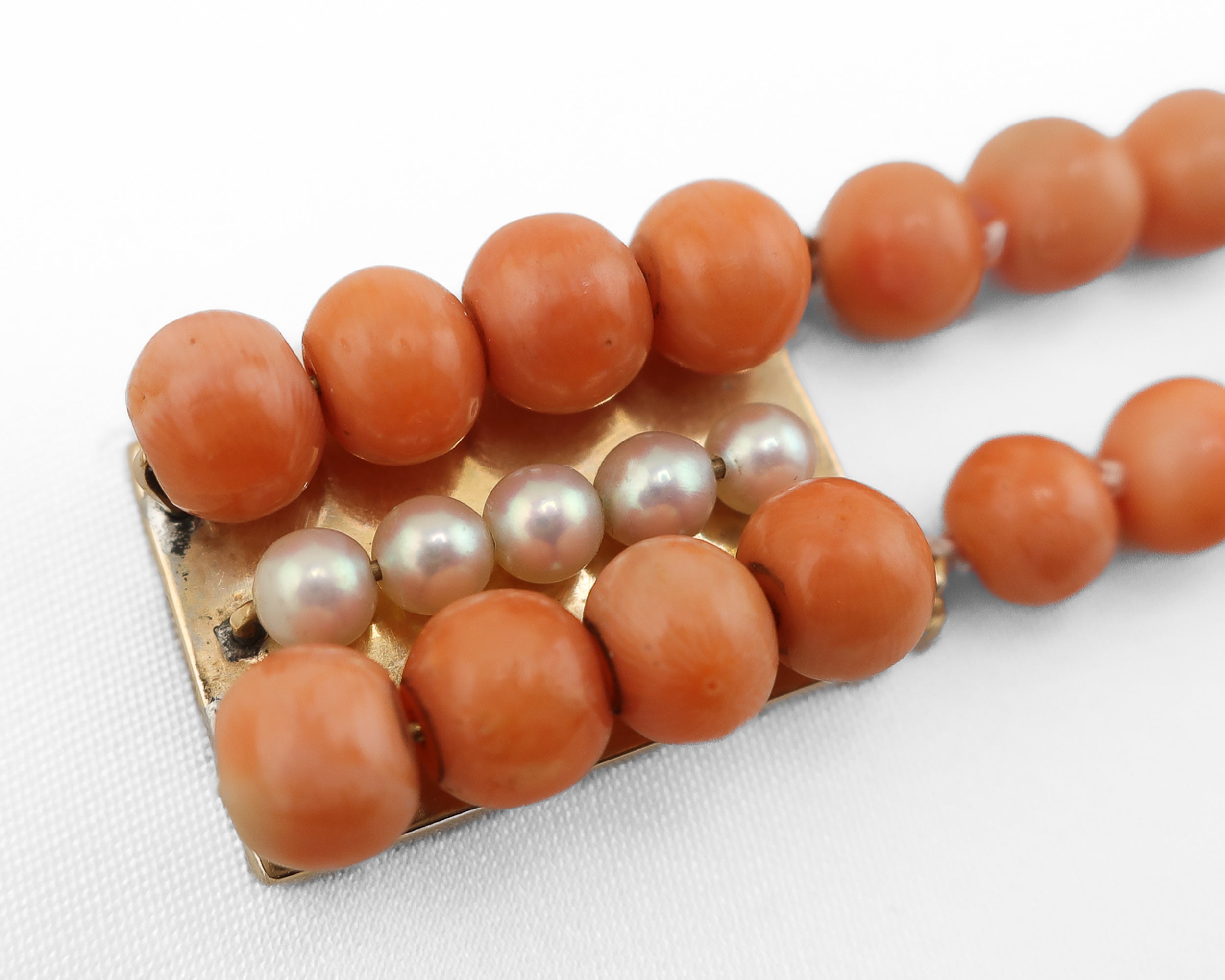 Midcentury Double Strand Coral Bead Bracelet
