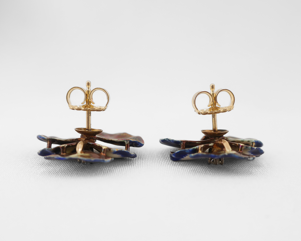 Victorian Enamel & Diamond Pansy Earrings