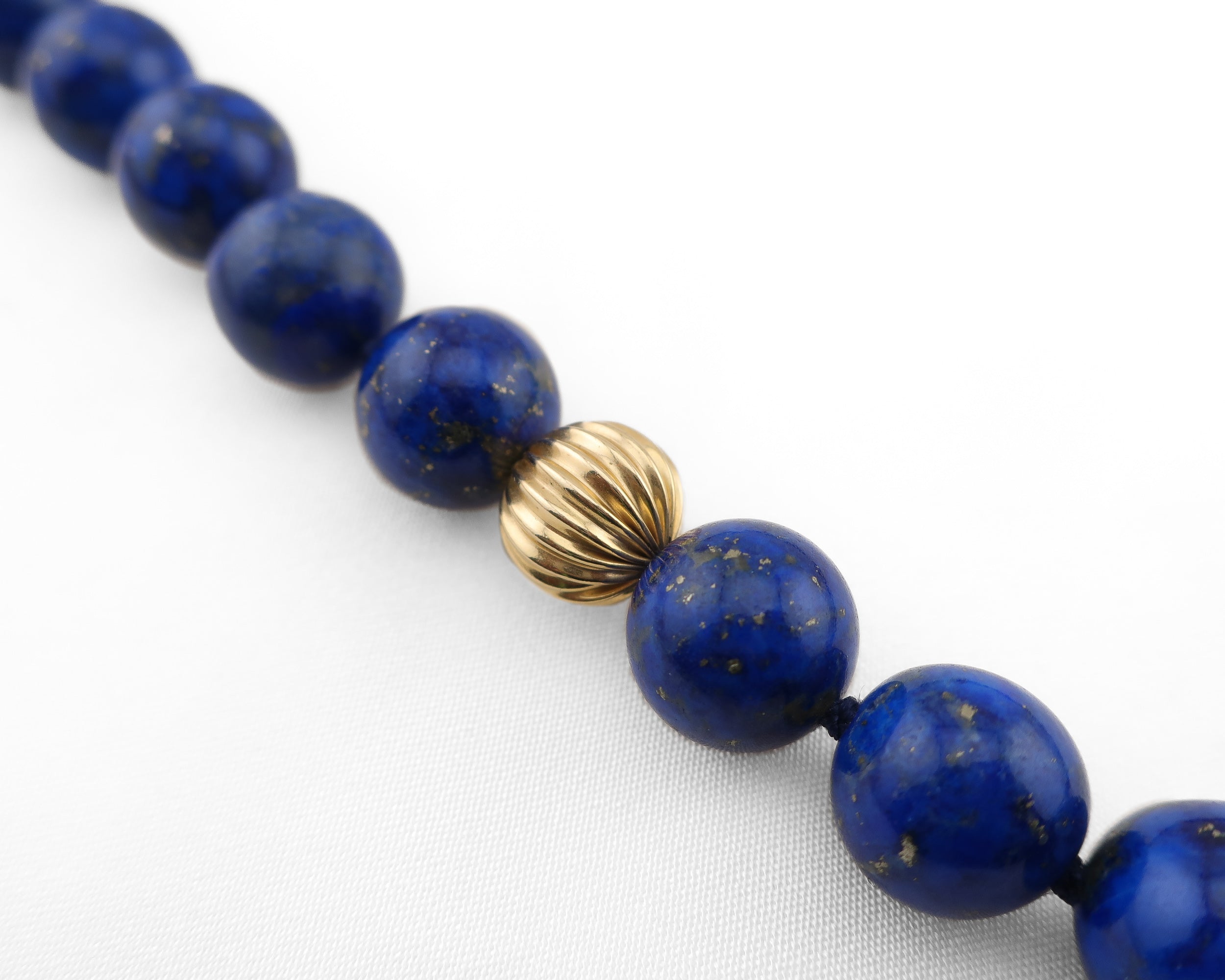 Circa 1980 Lapis Lazuli & Gold Bead Necklace