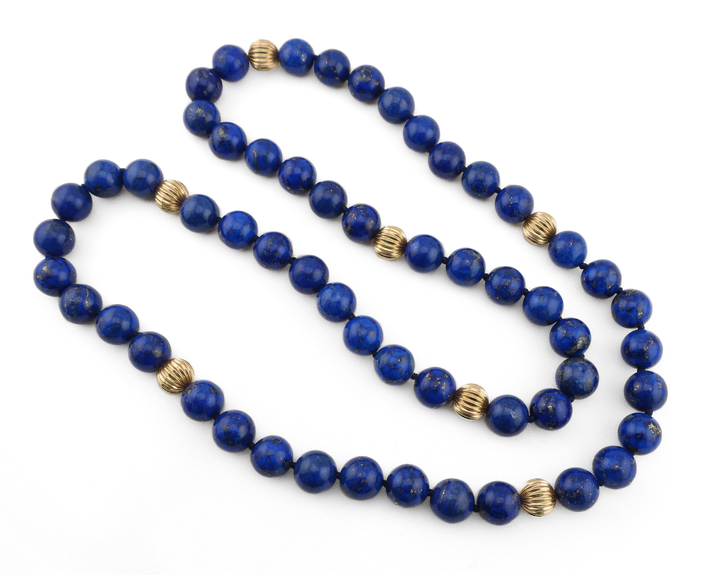 Circa 1980 Lapis Lazuli & Gold Bead Necklace