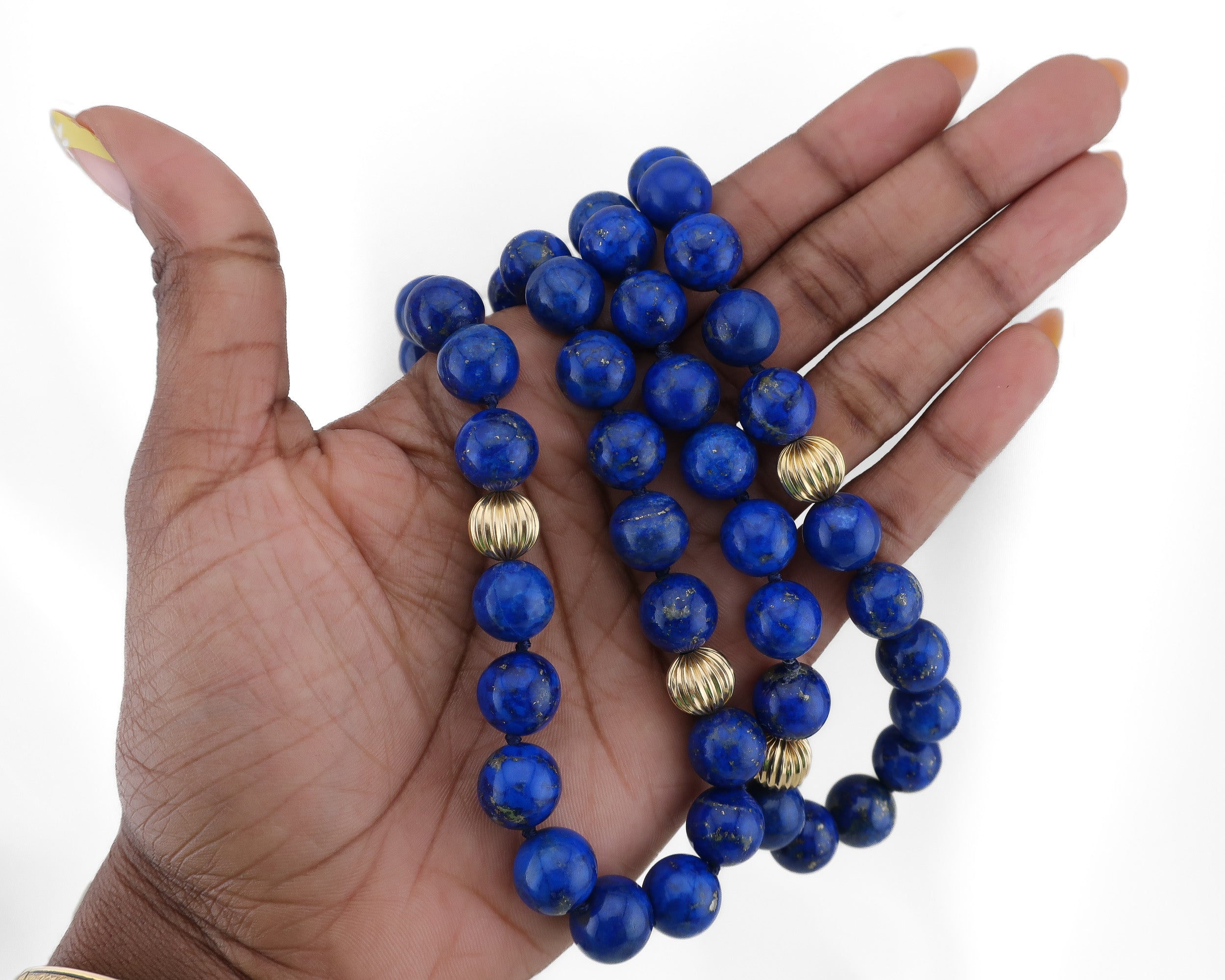 Circa 1980 Lapis Lazuli & Gold Bead Necklace