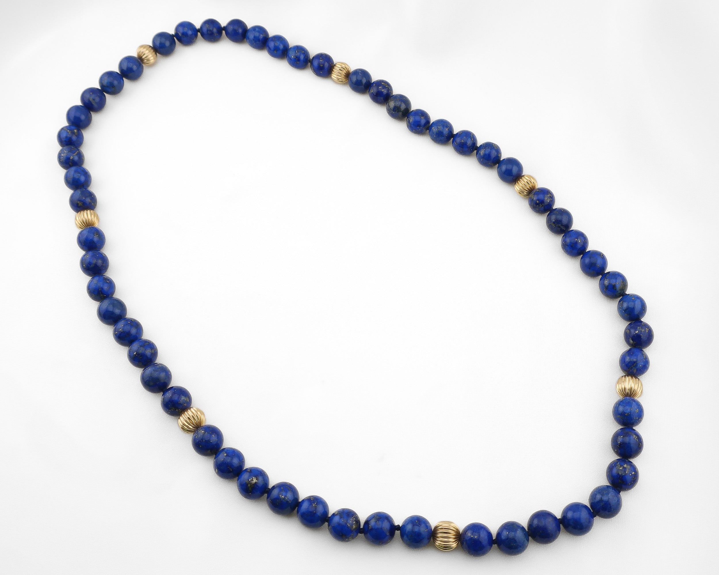Circa 1980 Lapis Lazuli & Gold Bead Necklace