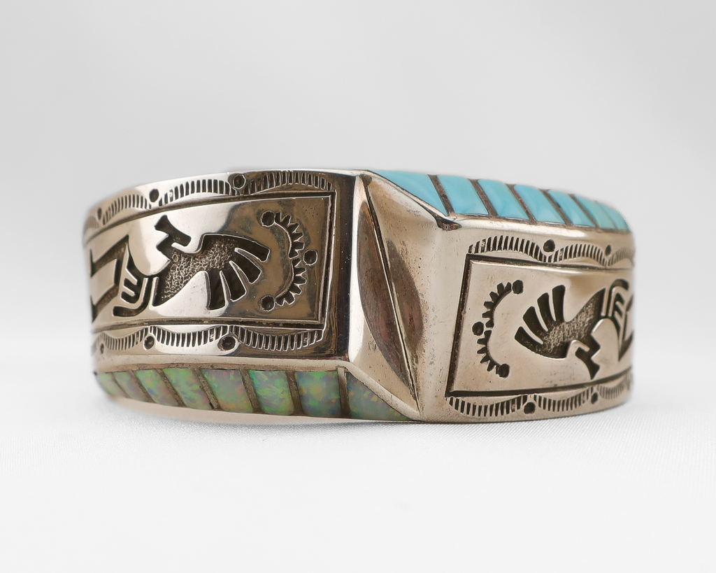 【Ron Herman】Navajo Silver 925 sterling刻印 Bracelet - Navajo Silver Sterling Stamping by Ron Jackson, JROJBR-300