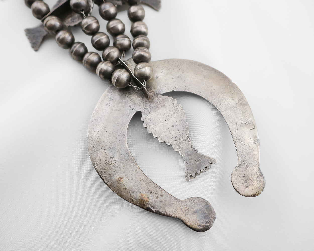 Old Pawn Sand Cast Navajo (Dine') Squash Blossom Necklace with Old Pawn Sand Cast Navajo (Dine') Squash Blossom Necklace with
