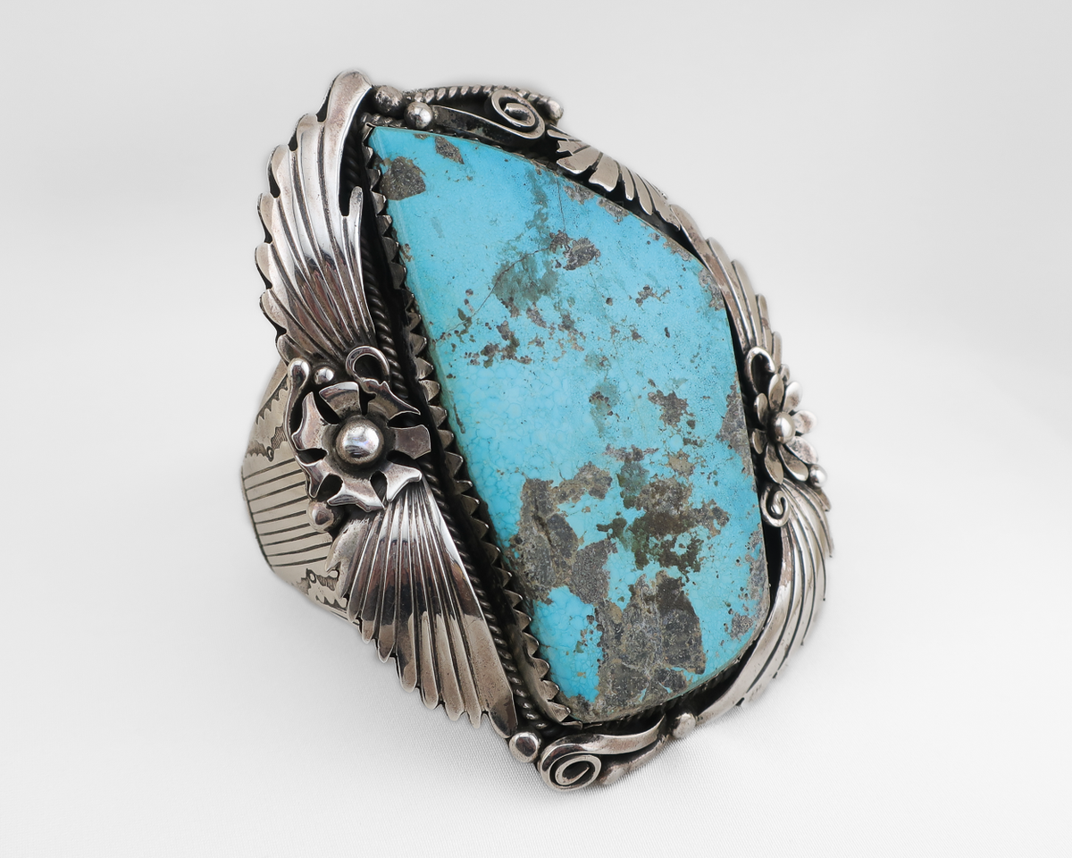 Navajo (Dine') Silver Turquoise Cuff by Gilbert Martin — Isadoras