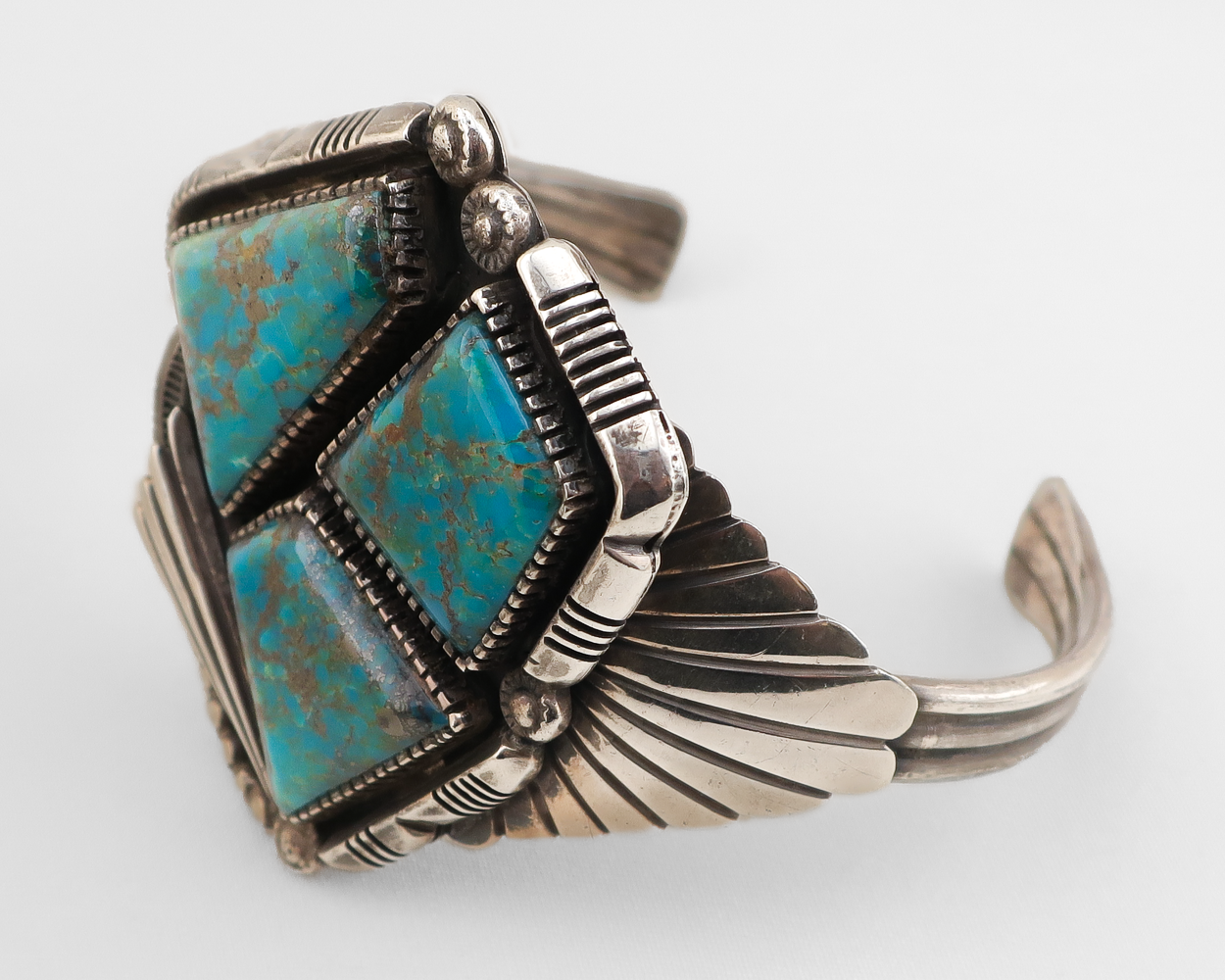 Navajo (Dine') Triangular Triple Turquoise Cuff