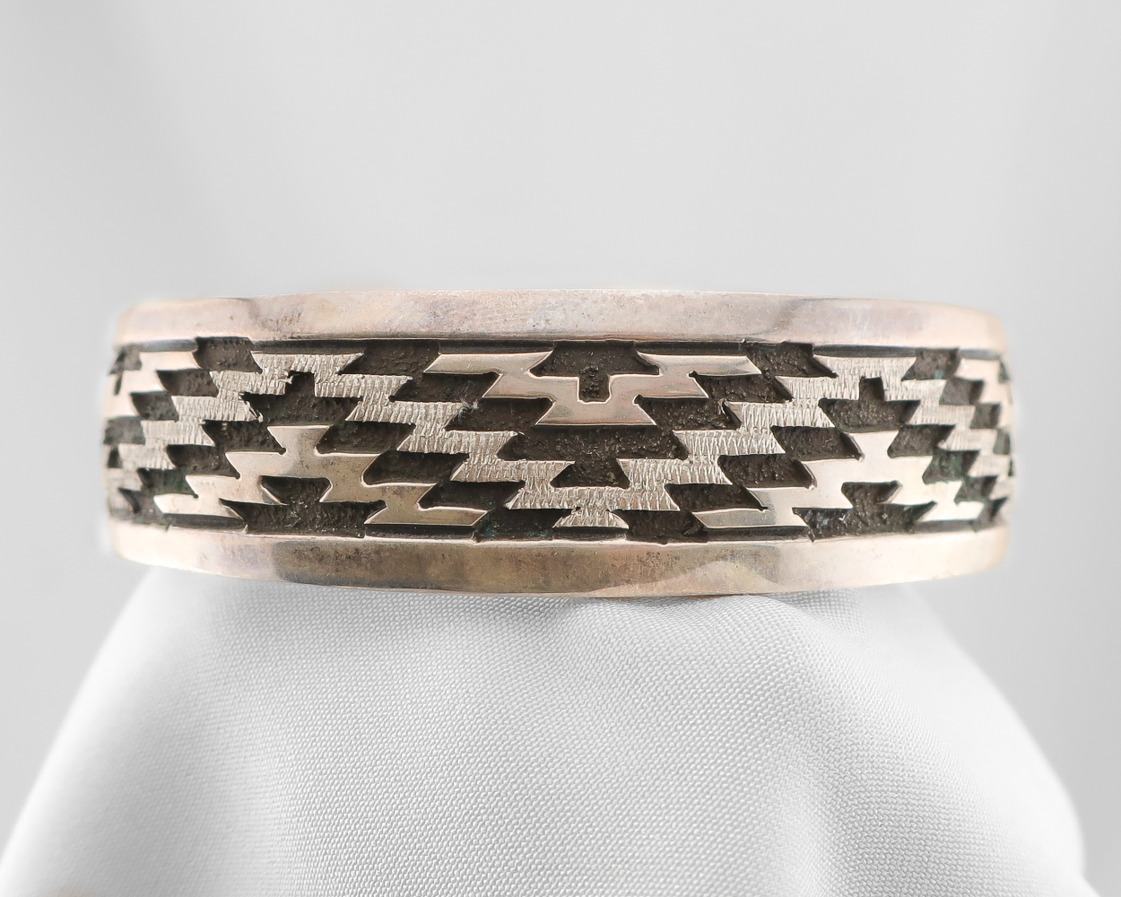 Navajo (Dine') Geometric Sterling Silver Cuff by Gene Jackson